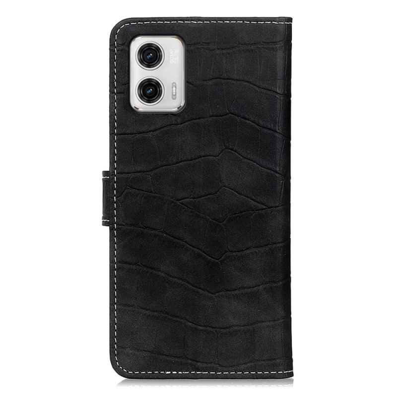 Capa De Couro Para Moto G73 5G Crocodilo