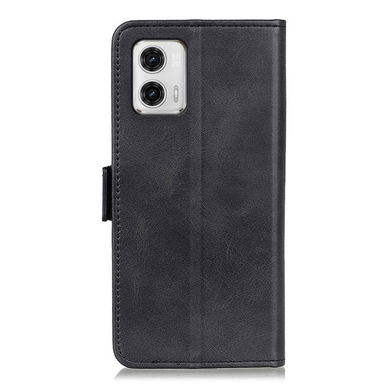 Capa De Couro Para Moto G73 5G Fecho Duplo