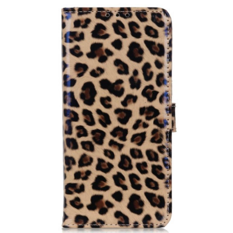 Capa De Couro Para Moto G73 5G Leopardo