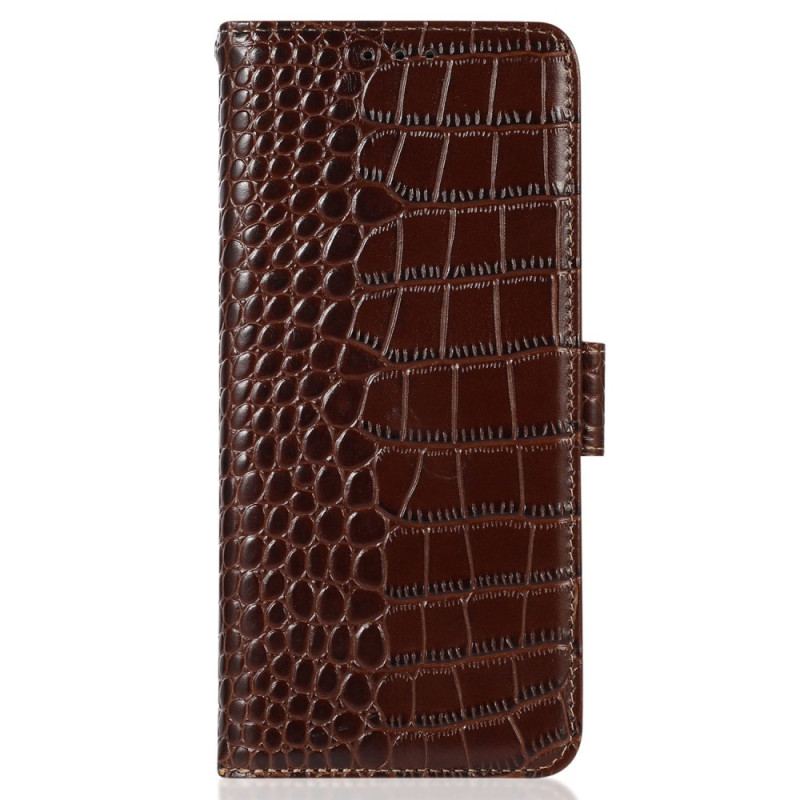 Capa De Couro Para Moto G73 5G Rfid Estilo Crocodilo