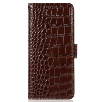 Capa De Couro Para Moto G73 5G Rfid Estilo Crocodilo