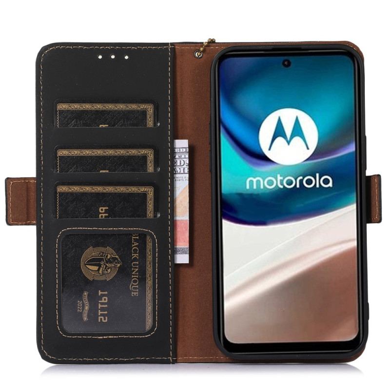 Capa De Couro Para Moto G73 5G Rfid De Couro Genuíno