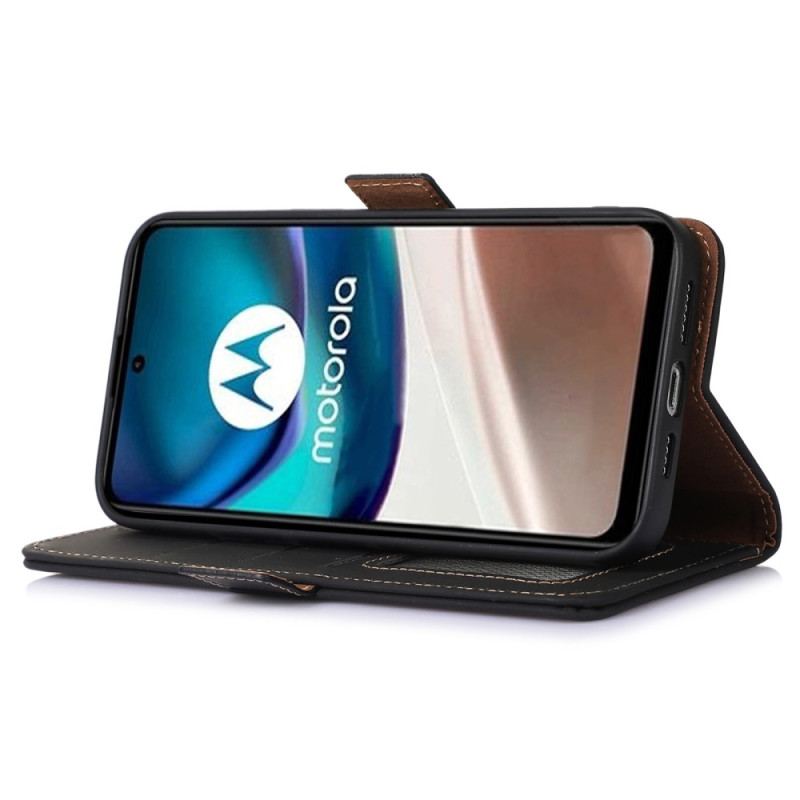 Capa De Couro Para Moto G73 5G Rfid De Couro Genuíno