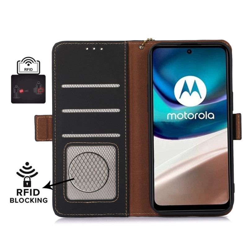 Capa De Couro Para Moto G73 5G Rfid De Couro Genuíno