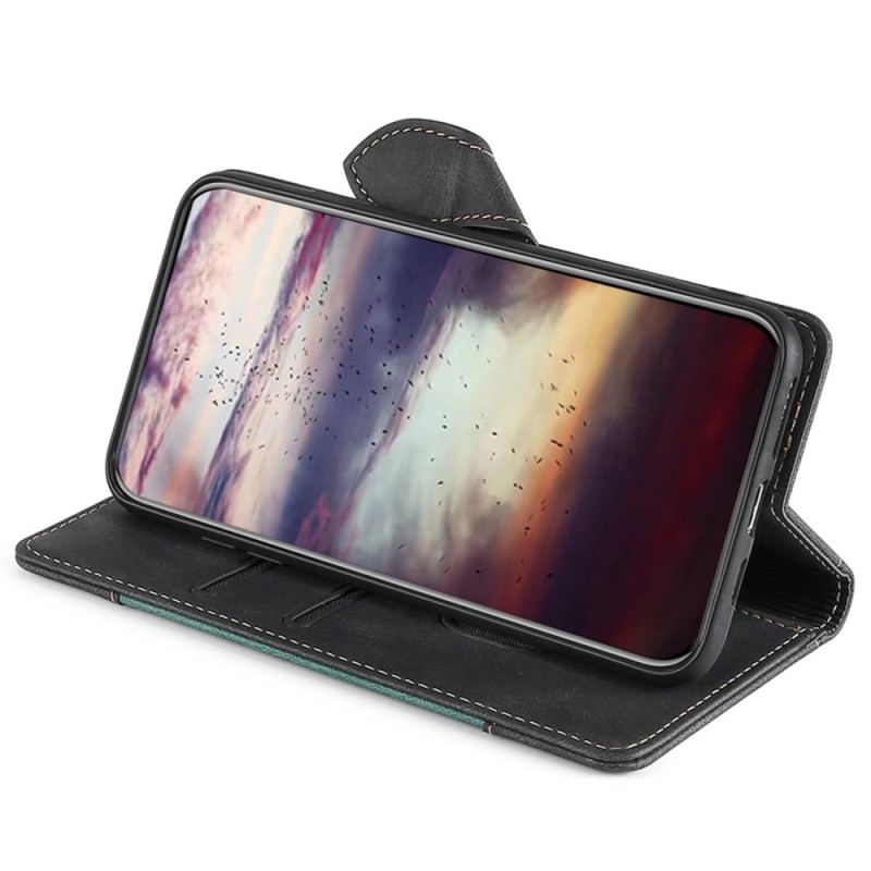 Capa De Couro Para Moto G73 5G Couro Sintético Bicolor Estiloso