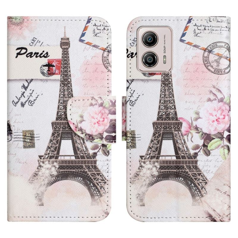 Capa De Couro Para Moto G73 5G Torre Eiffel