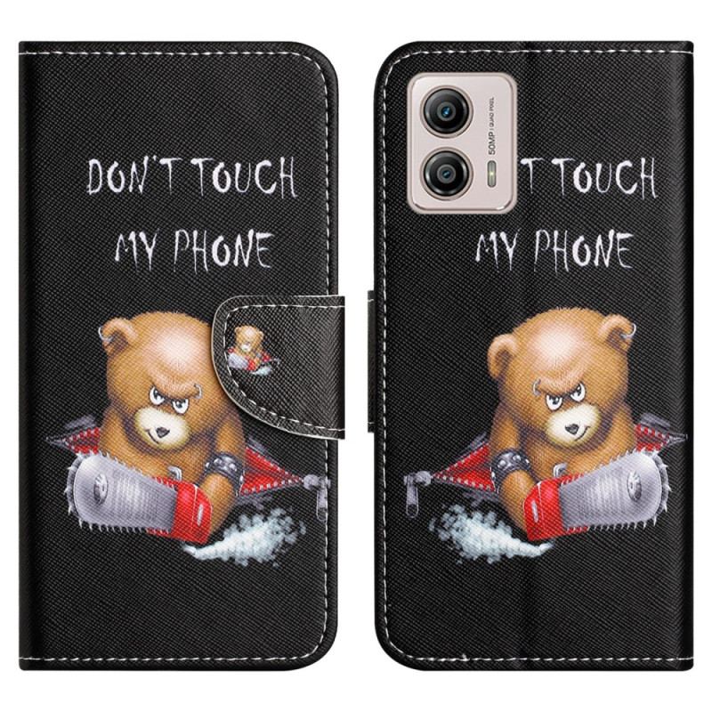 Capa De Couro Para Moto G73 5G Urso Perigoso