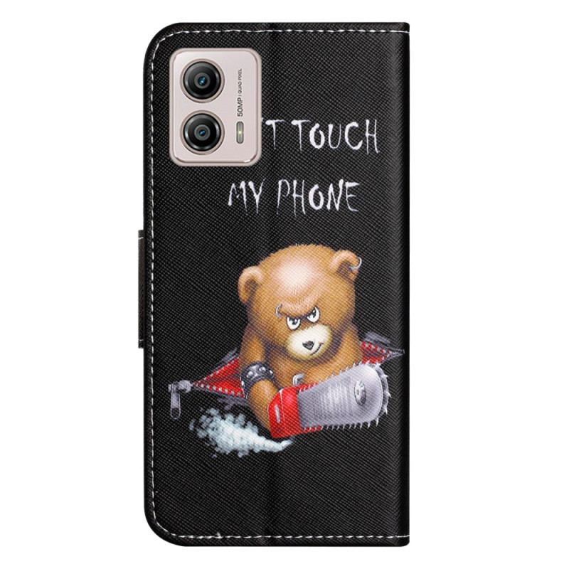 Capa De Couro Para Moto G73 5G Urso Perigoso