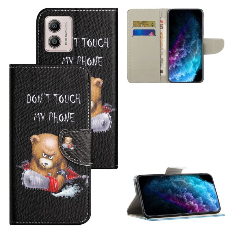 Capa De Couro Para Moto G73 5G Urso Perigoso