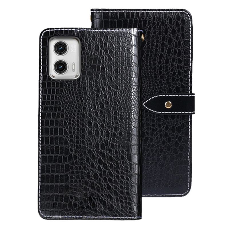 Capa Em Pele Para Moto G73 5G Crocodilo Idewei