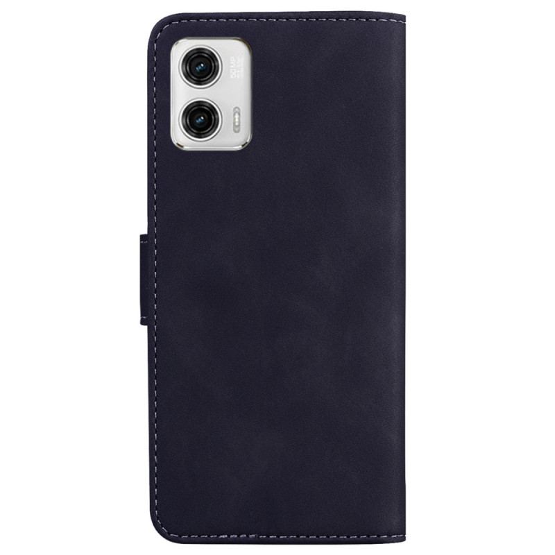 Capa Em Pele Para Moto G73 5G Desenho De Borboleta