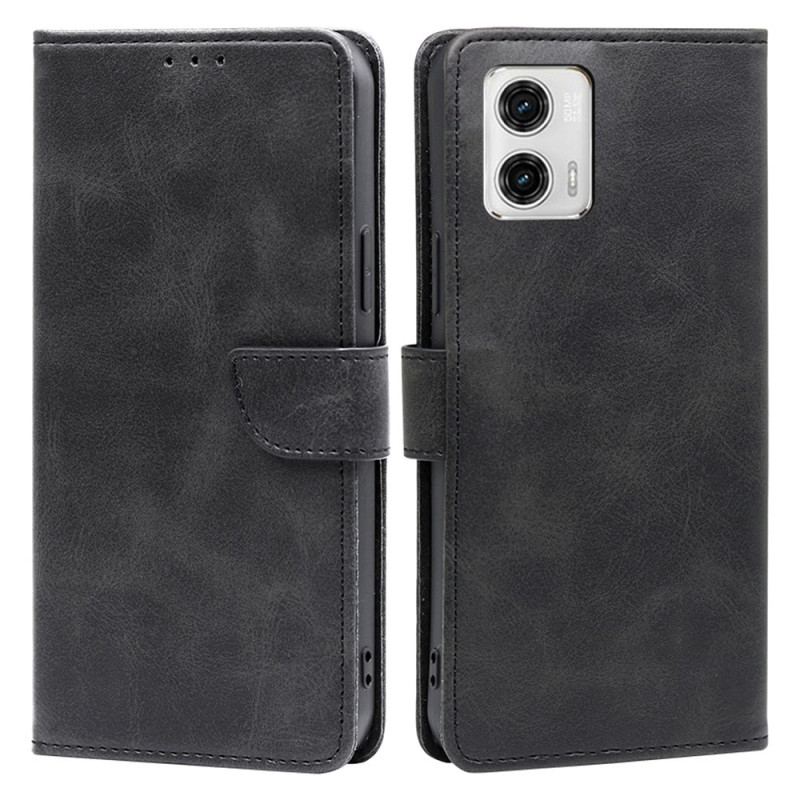 Capa Em Pele Para Moto G73 5G Fecho Oblíquo