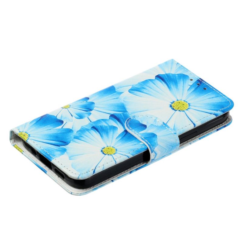 Capa Em Pele Para Moto G73 5G Flores Intensas