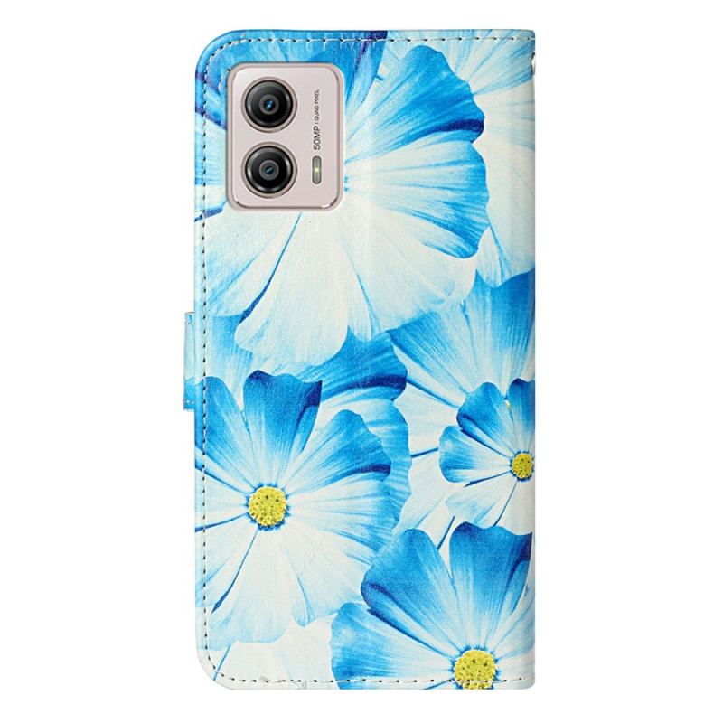 Capa Em Pele Para Moto G73 5G Flores Intensas