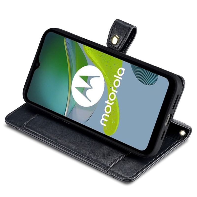 Capa Flip Para Moto G73 5G Bolsa Com Alça E Cordão