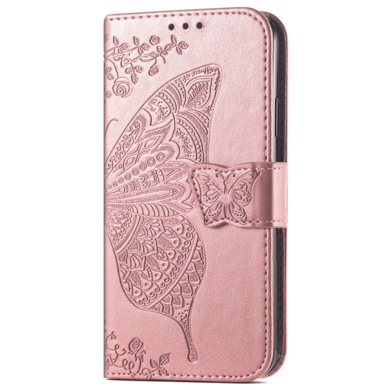 Capa Flip Para Moto G73 5G Borboleta Barroca