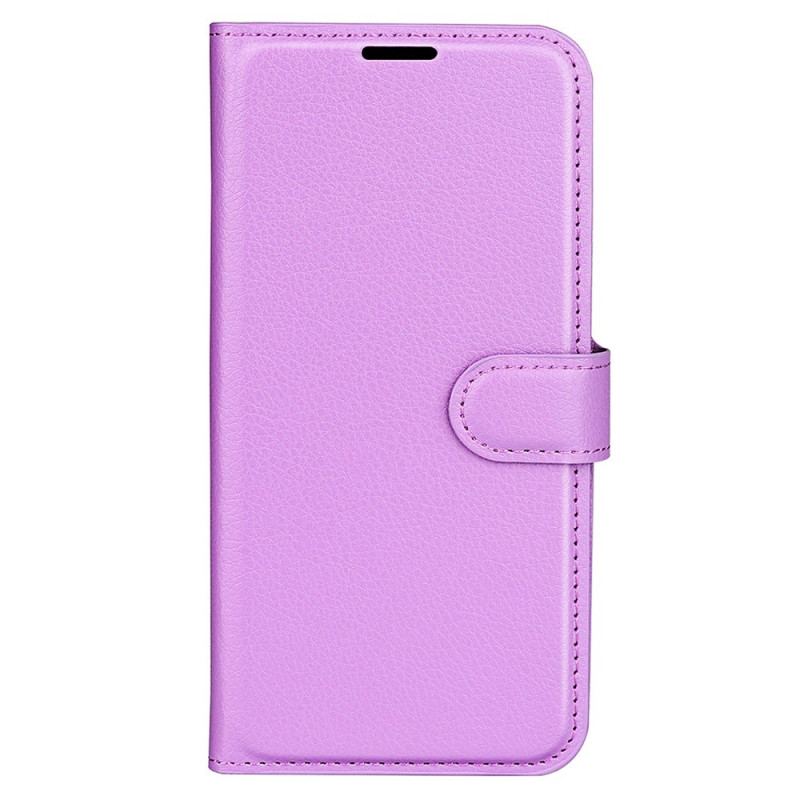 Capa Flip Para Moto G73 5G Clássico Efeito Couro Lichia