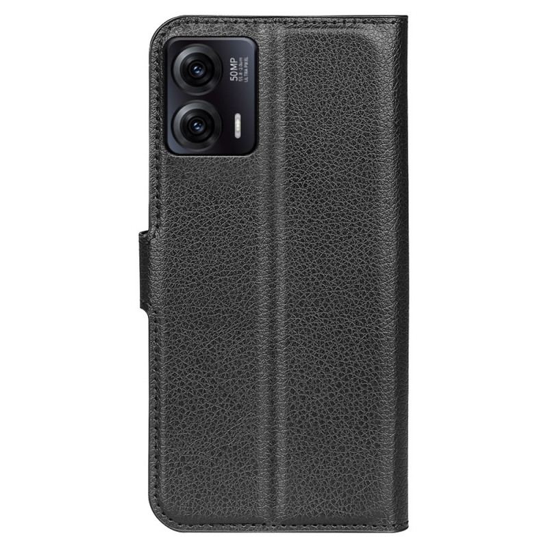 Capa Flip Para Moto G73 5G Clássico Efeito Couro Lichia