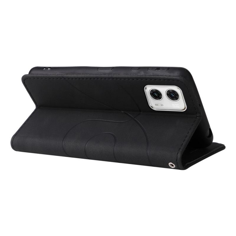 Capa Flip Para Moto G73 5G De Cordão Correia De Dois Tons