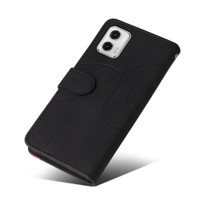 Capa Flip Para Moto G73 5G De Cordão Correia De Dois Tons