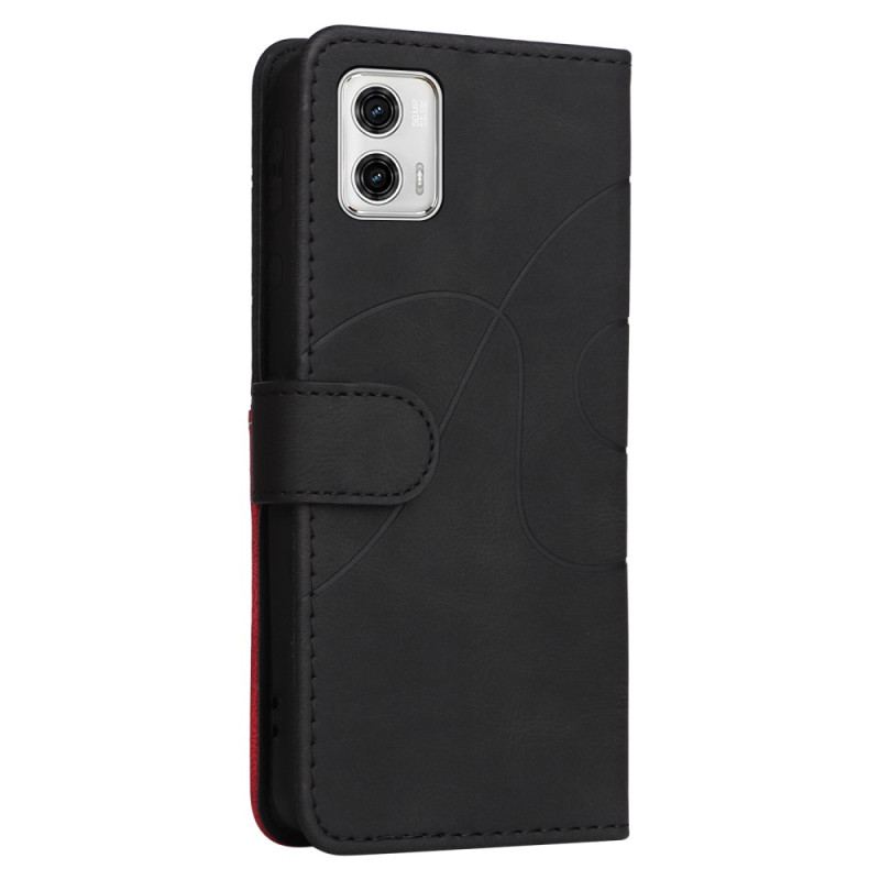 Capa Flip Para Moto G73 5G De Cordão Correia De Dois Tons