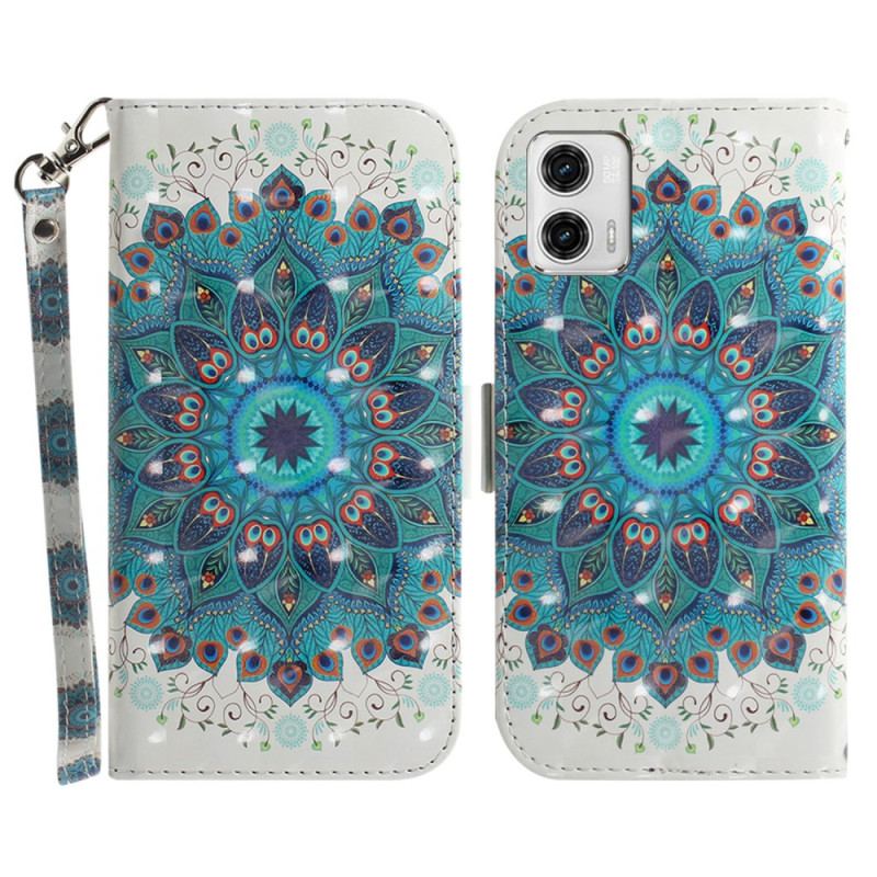 Capa Flip Para Moto G73 5G De Cordão Mandala Strappy