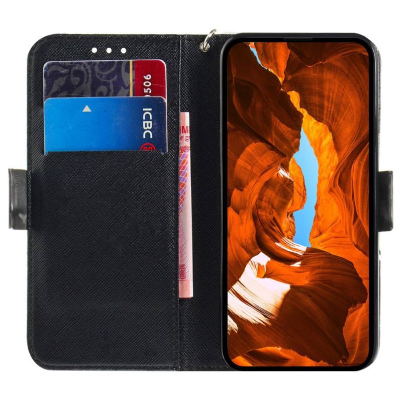 Capa Flip Para Moto G73 5G De Cordão Mandala Strappy