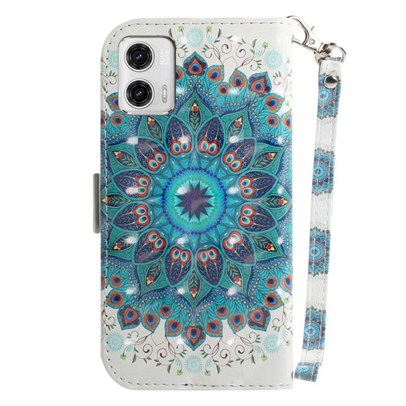 Capa Flip Para Moto G73 5G De Cordão Mandala Strappy