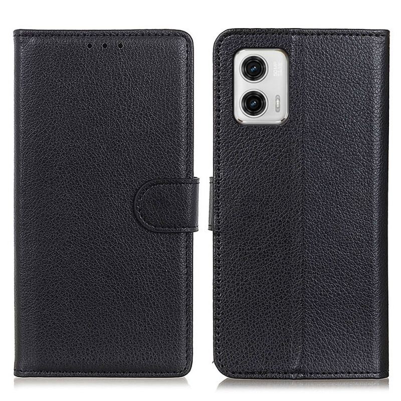 Capa Flip Para Moto G73 5G Couro Falso Tradicional