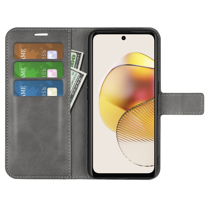 Capa Flip Para Moto G73 5G Efeito Couro