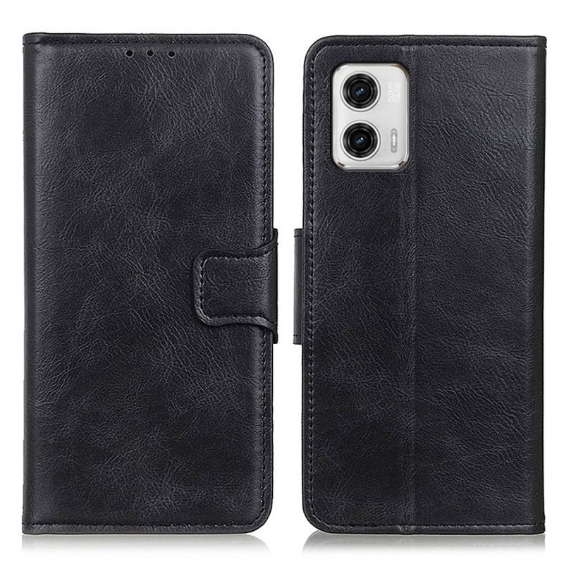 Capa Flip Para Moto G73 5G Fecho De Couro Estilo Reversível