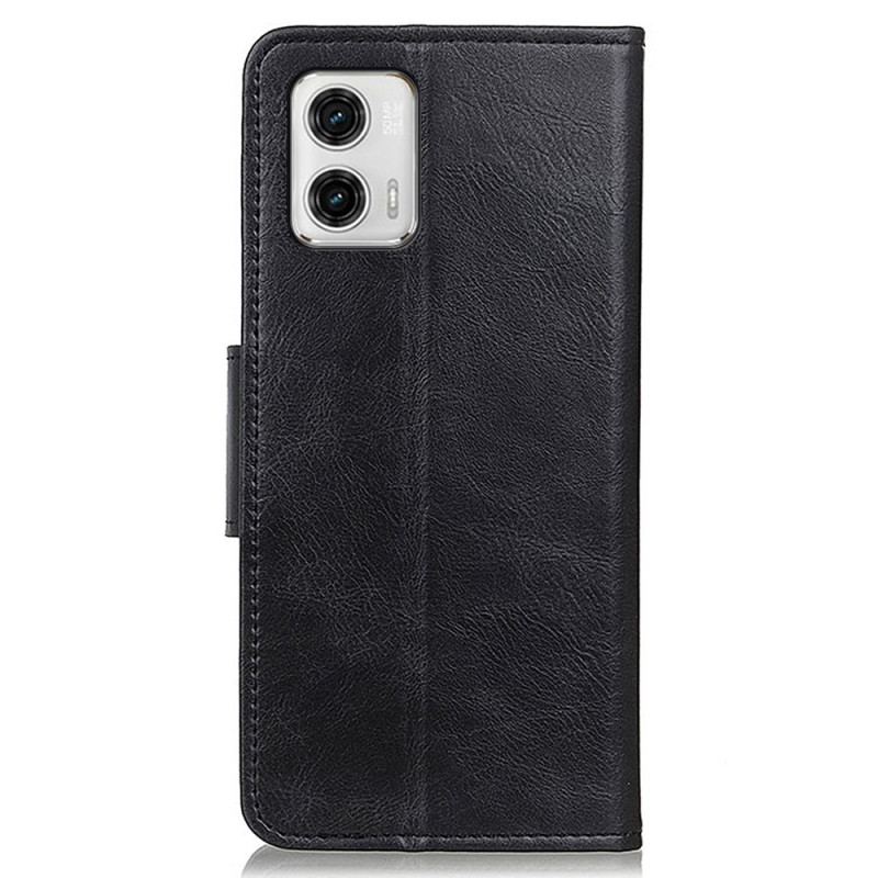 Capa Flip Para Moto G73 5G Fecho De Couro Estilo Reversível