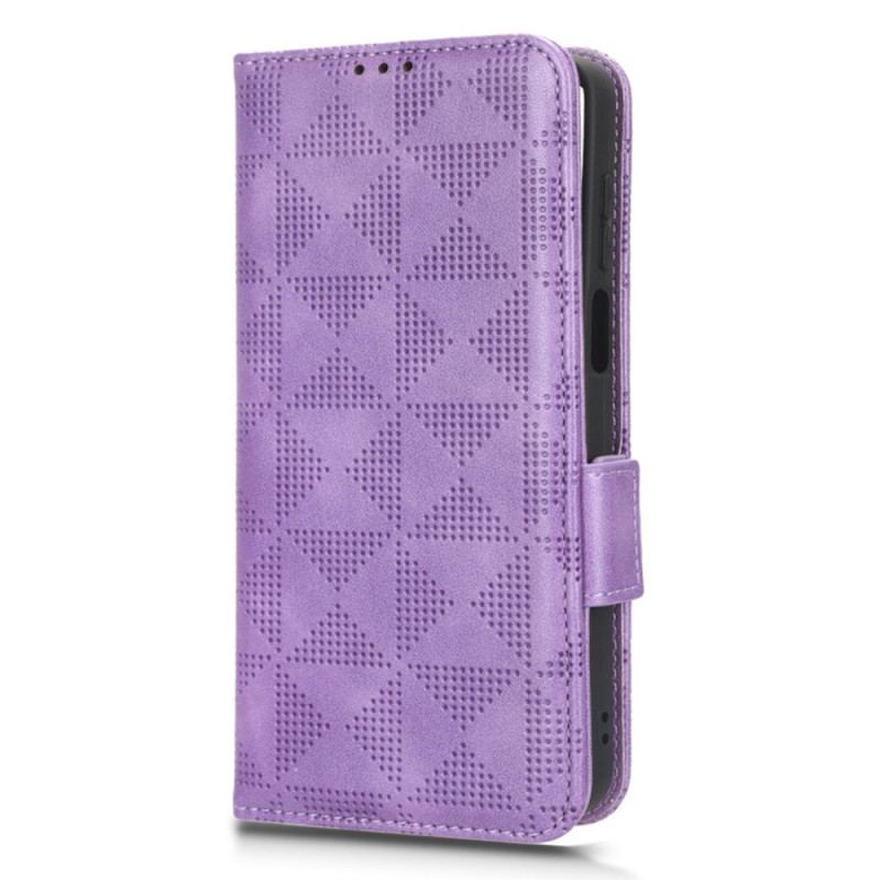 Capa Flip Para Moto G73 5G Triângulos Estampados Com Cordão