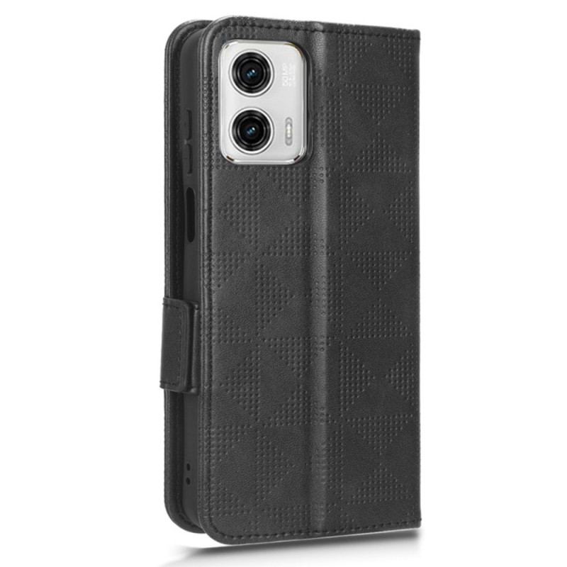 Capa Flip Para Moto G73 5G Triângulos Estampados Com Cordão