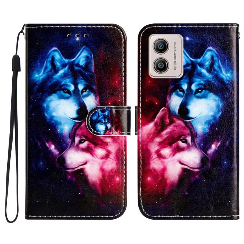 Capa Folio Para Moto G73 5G De Cordão Dois Lobos Em Tiras