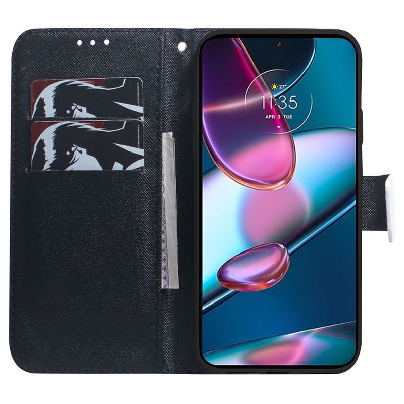 Capa Folio Para Moto G73 5G De Cordão Strappy Panda