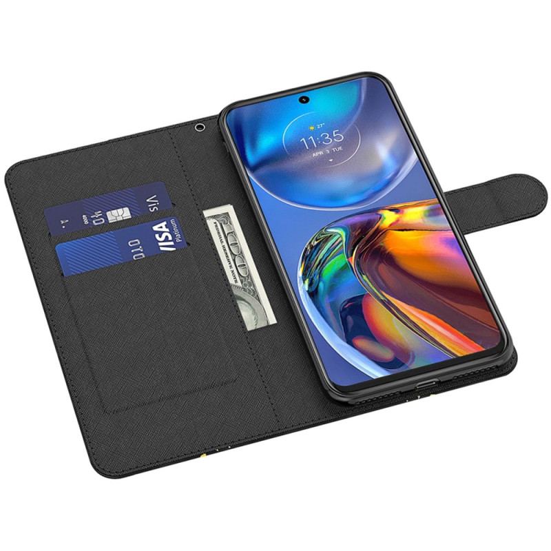 Capa Folio Para Moto G73 5G De Cordão Tanga Borboletas