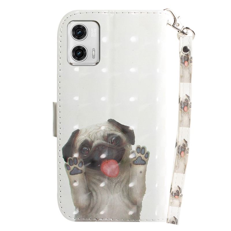 Capa Folio Para Moto G73 5G De Cordão Tanga Pug