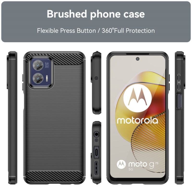 Capa Para Moto G73 5G Fibra De Carbono Escovada