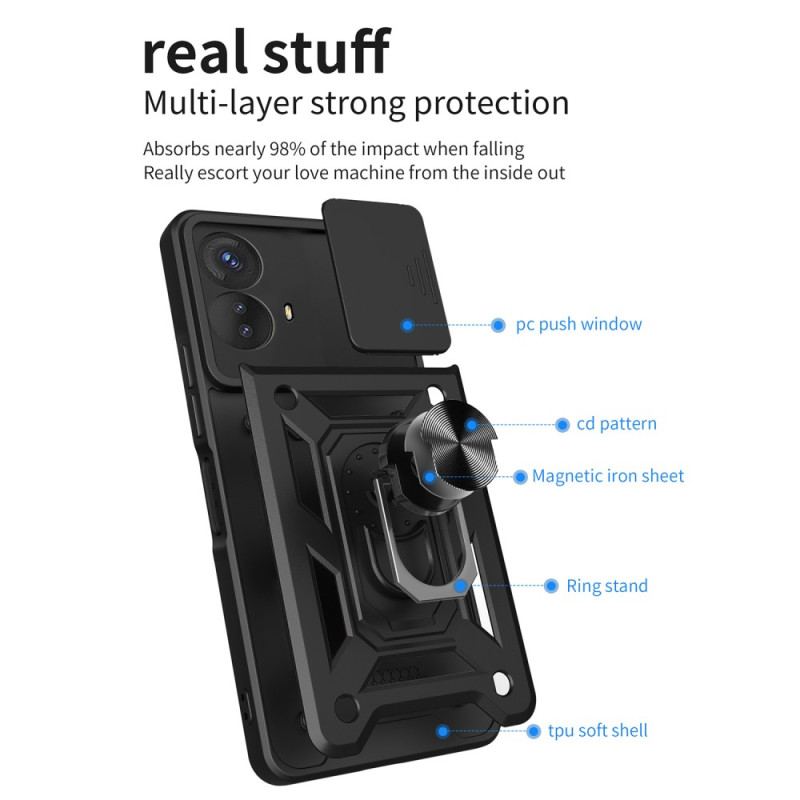 Capa Para Moto G73 5G Suporte De Anel E Protetor De Lente