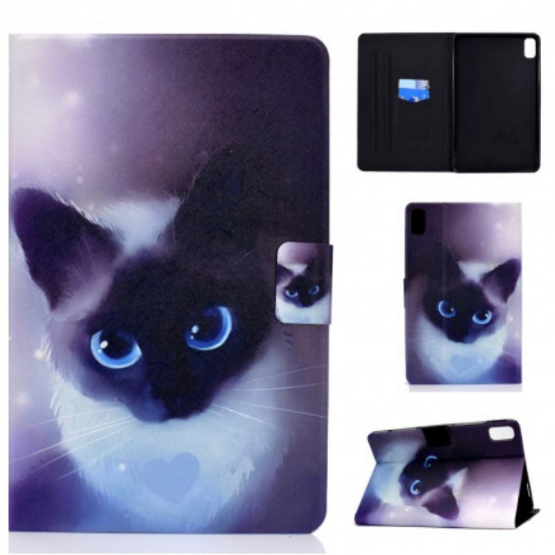 Capa Flip Para Huawei MatePad New Gato De Olhos Azuis