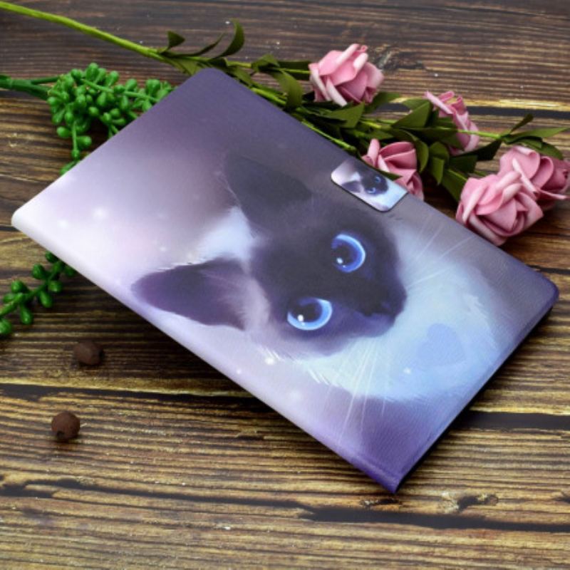 Capa Flip Para Huawei MatePad New Gato De Olhos Azuis