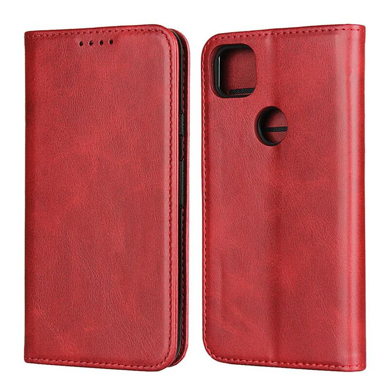 Capa De Celular Para Google Pixel 4A Flip Costura De Couro Sintético Premium