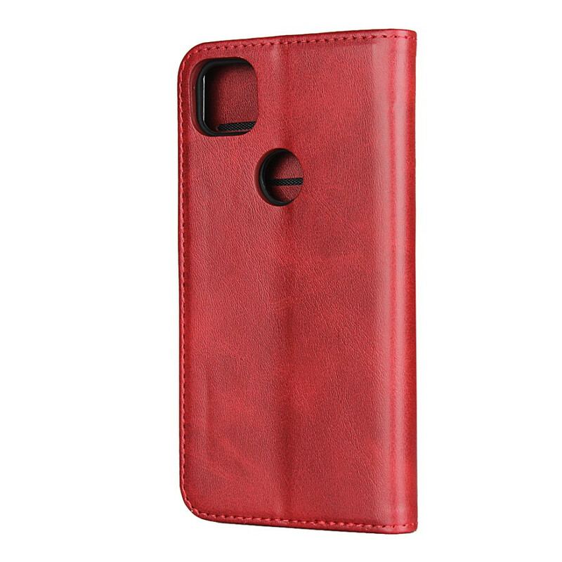 Capa De Celular Para Google Pixel 4A Flip Costura De Couro Sintético Premium