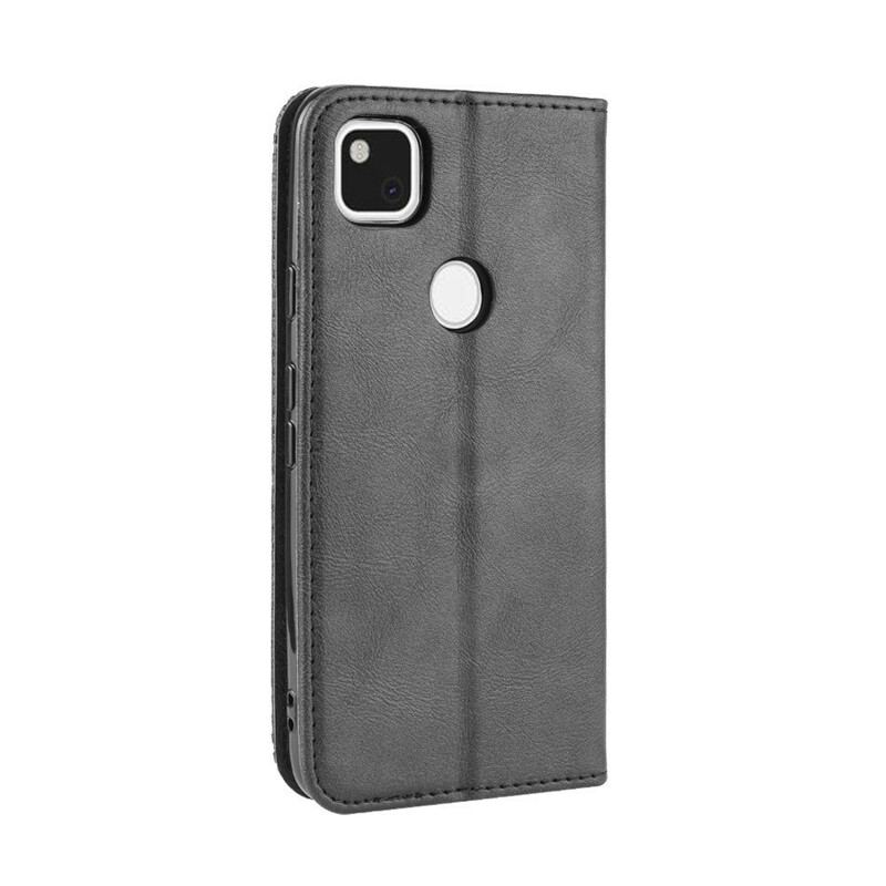 Capa De Celular Para Google Pixel 4A Flip Efeito Couro Vintage Estilizado