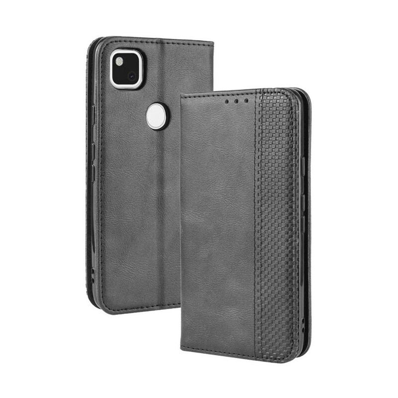 Capa De Celular Para Google Pixel 4A Flip Efeito Couro Vintage Estilizado