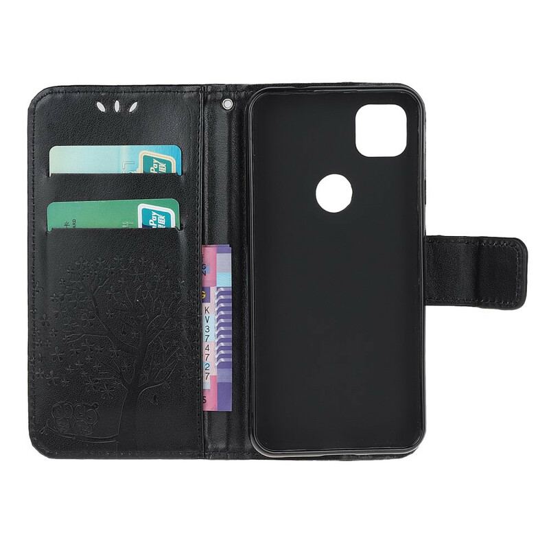 Capa Flip Para Google Pixel 4A De Cordão Tanga E Corujas