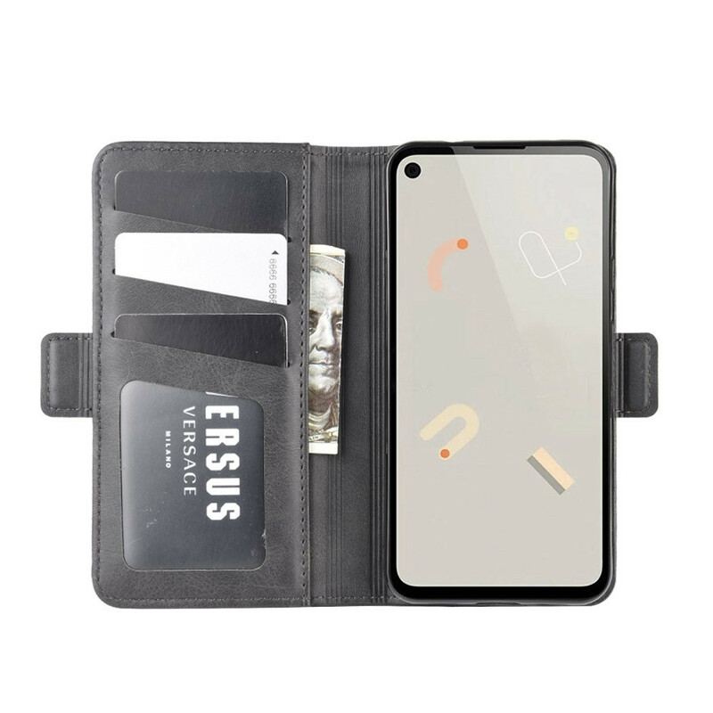 Capa Flip Para Google Pixel 4A De Couro Aba Dupla