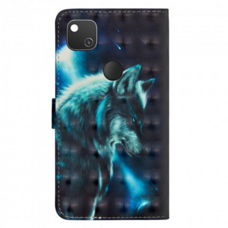 Capa Flip Para Google Pixel 4A Lobo Majestoso