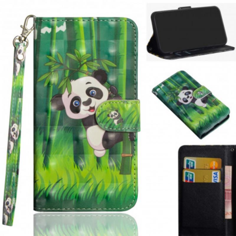 Capa Flip Para Google Pixel 4A Panda E Bambu